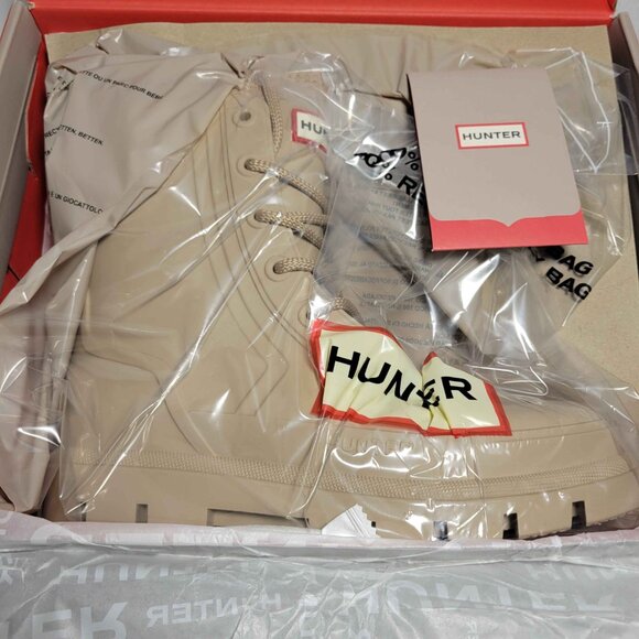 Hunter Shoes - Hunter Women's Diana Waterproof Lace-Up Rain Boots in Medium Natural